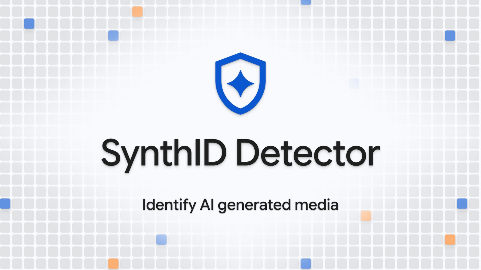 کارت نشان تجاری SynthID Detector با نماد سپر آبی و عبارت شناسایی محتوای تولیدشده با هوش مصنوعی