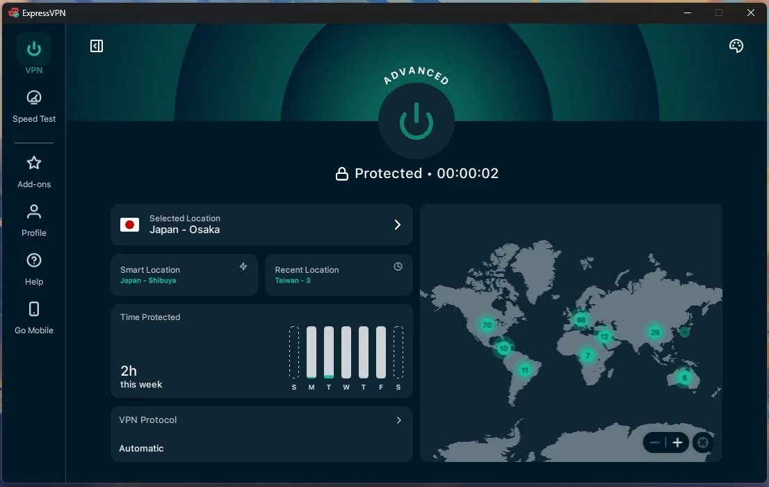 اتصال ExpressVPN به ژاپن