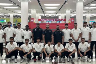 At the opening of the U-23 World Cup.. The UAE mini-football team faces England