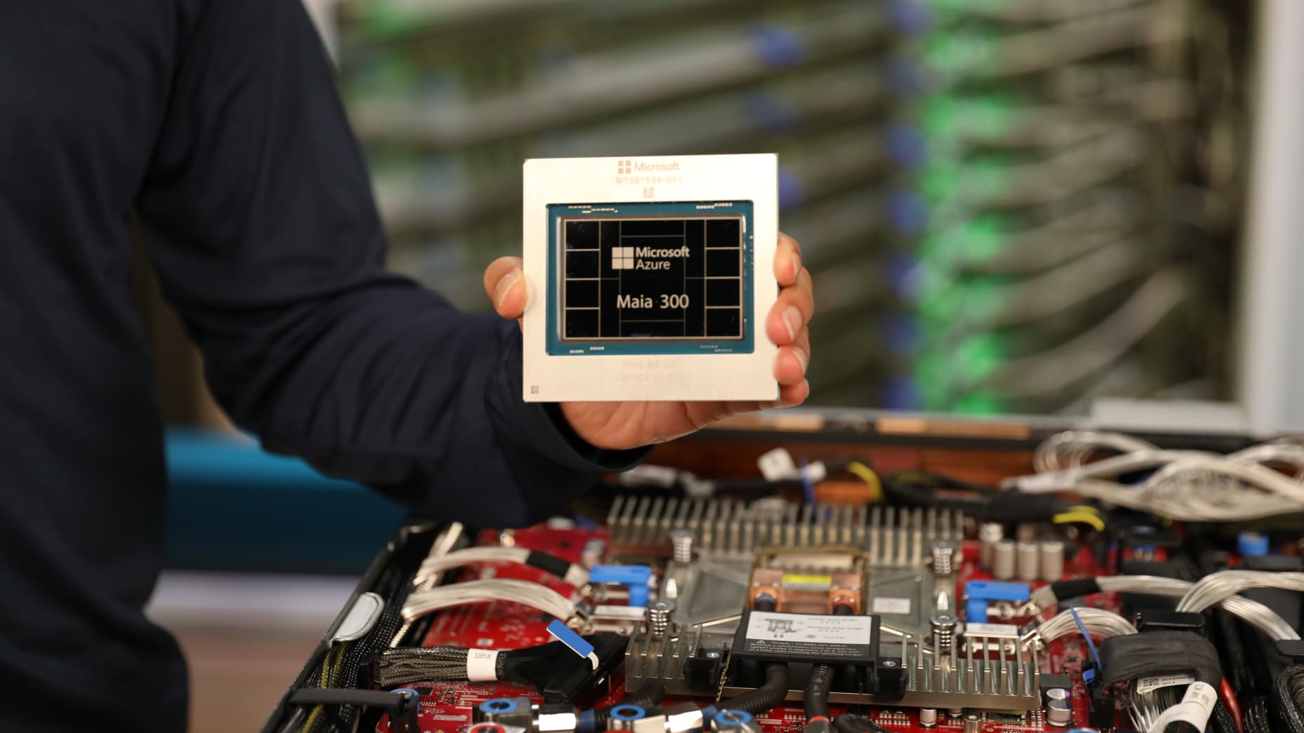 A Microsoft Azure Maia 300 prototype chip.