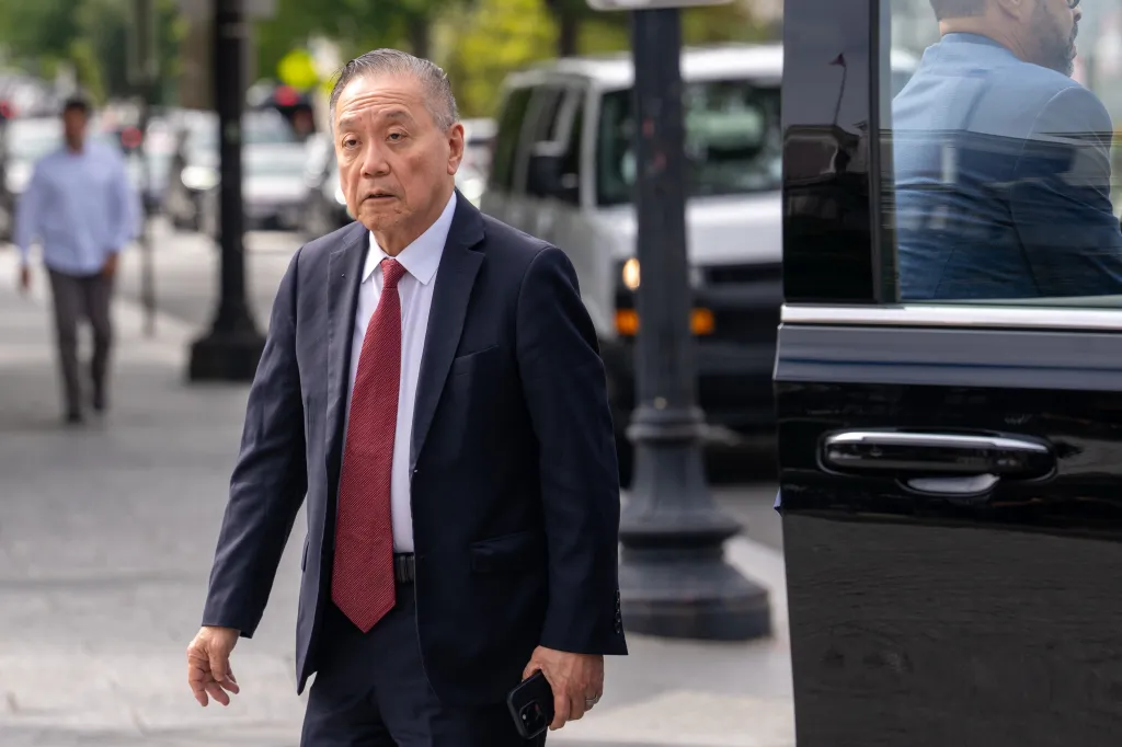 Hock Tan, CEO of Broadcom, arrives at the White House.