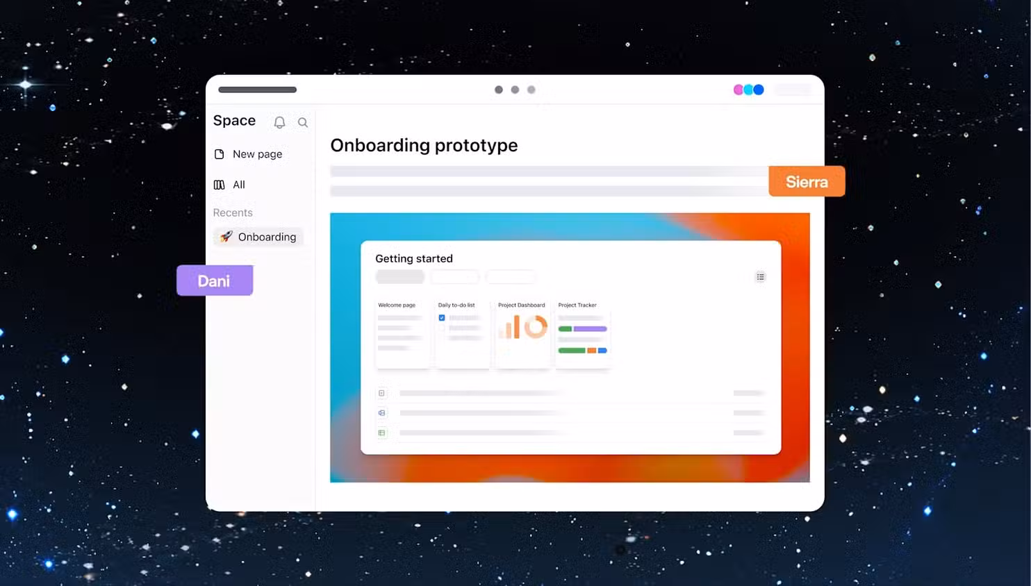 صفحه نمونه اولیه ورود به ChatGPT Space در هنگام همکاری دنی و سیرا