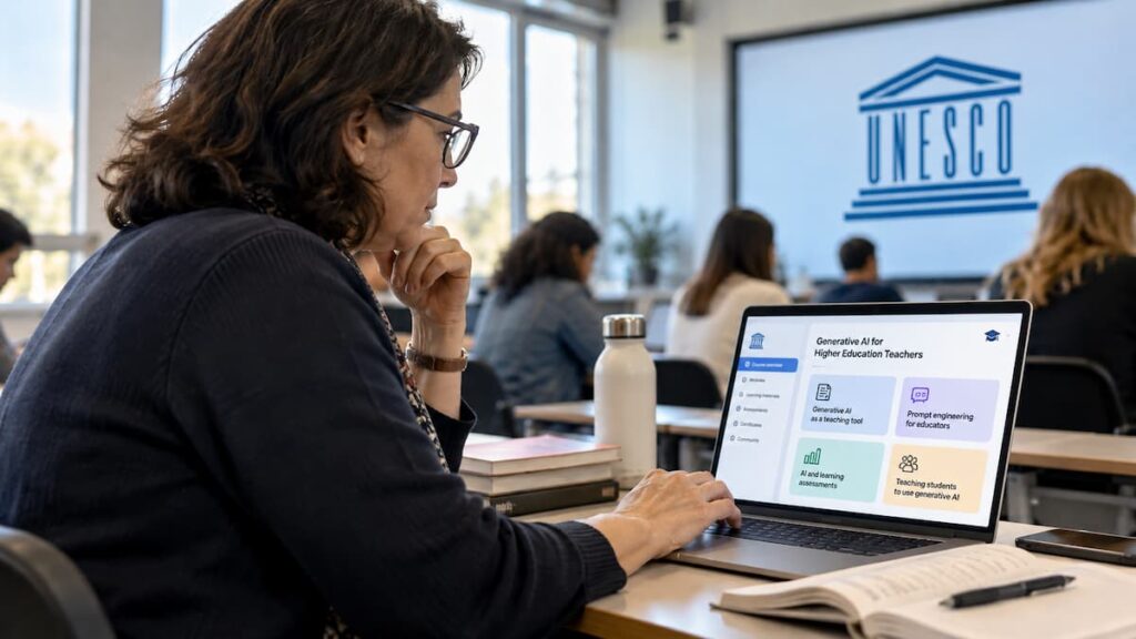 UNESCO IITE and UNESCO-ICHEI have launched four free online courses helping university teachers integrate generative AI into education.