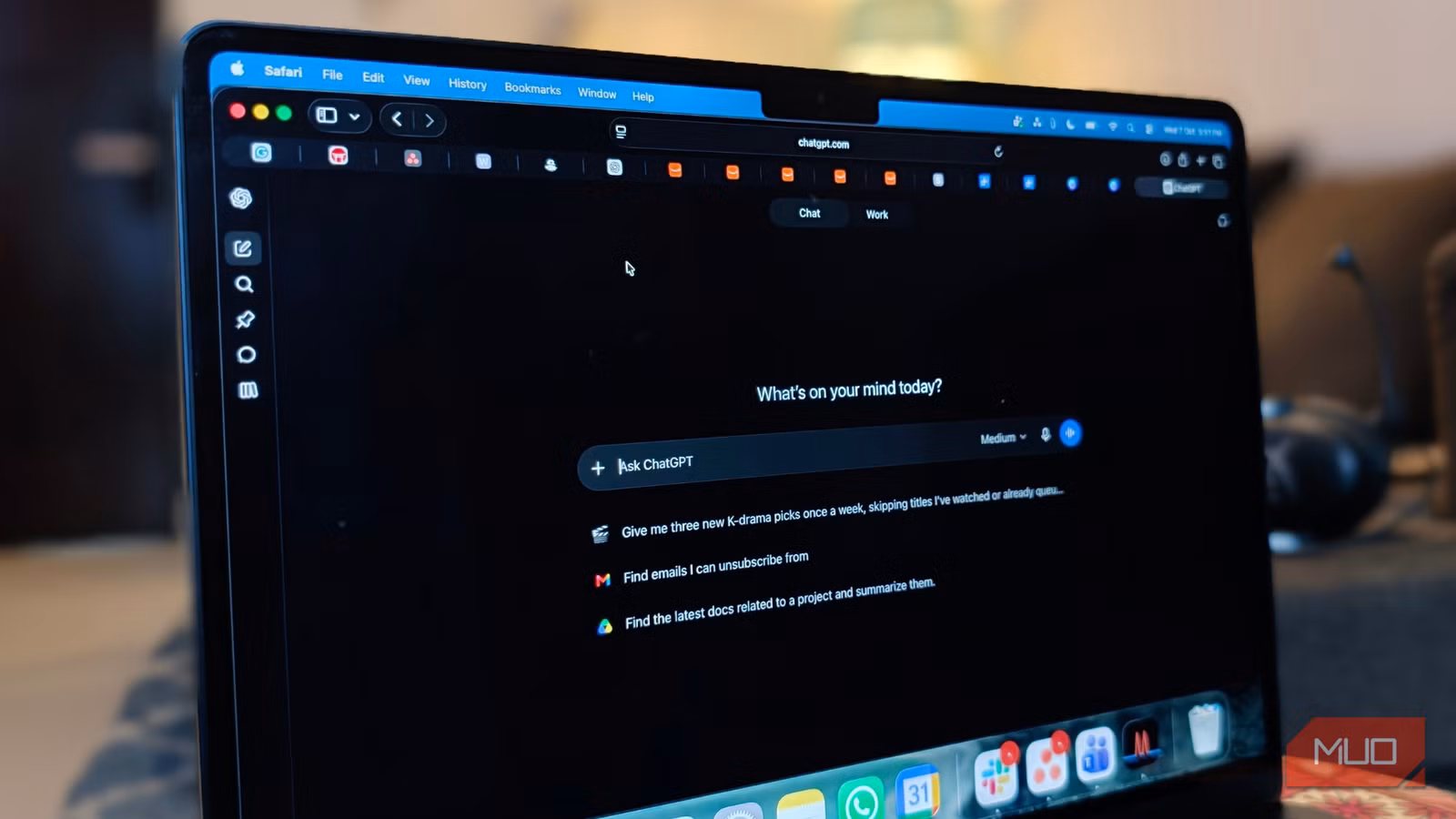 ChatGPT opened on a browser on MacBook Air