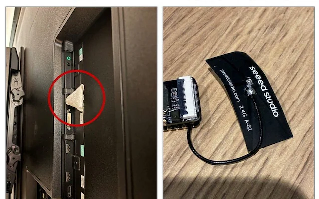 The device was found behind a television in an executive conference room