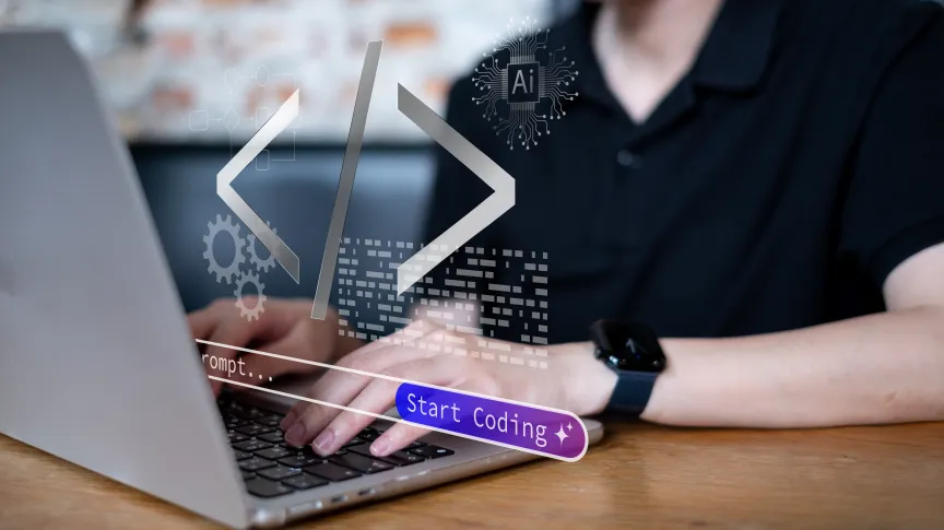 Person using artificial intelligence in vibe coding