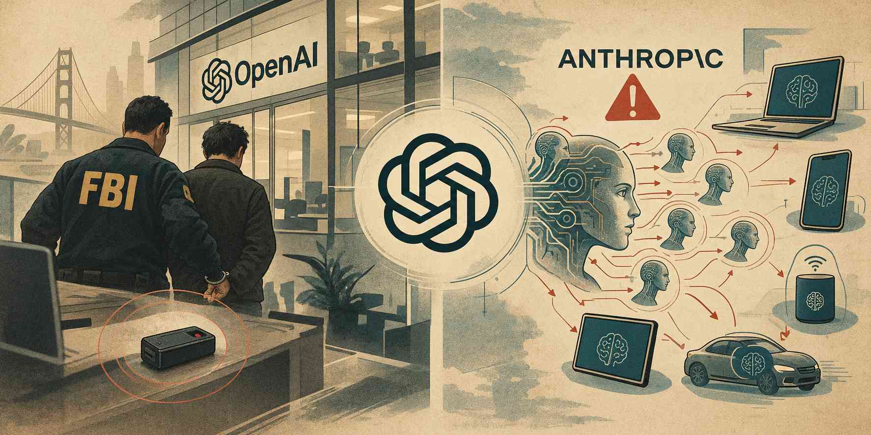 اف‌بی‌آی کارمند OpenAI را بازداشت کرد؛ آنتروپیک درباره گسترش هوش مصنوعی خودتکثیرشونده به دستگاه‌های هوشمند هشدار داد