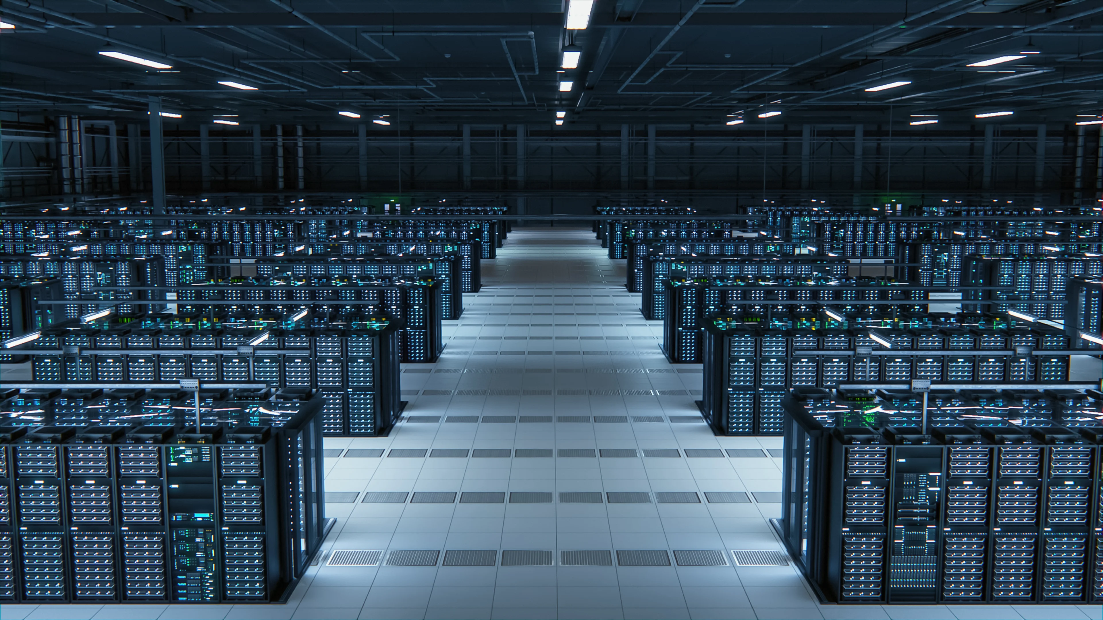 Server racks inside an AI data center.