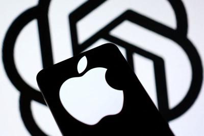 Illustration shows Apple and OpenAI logos