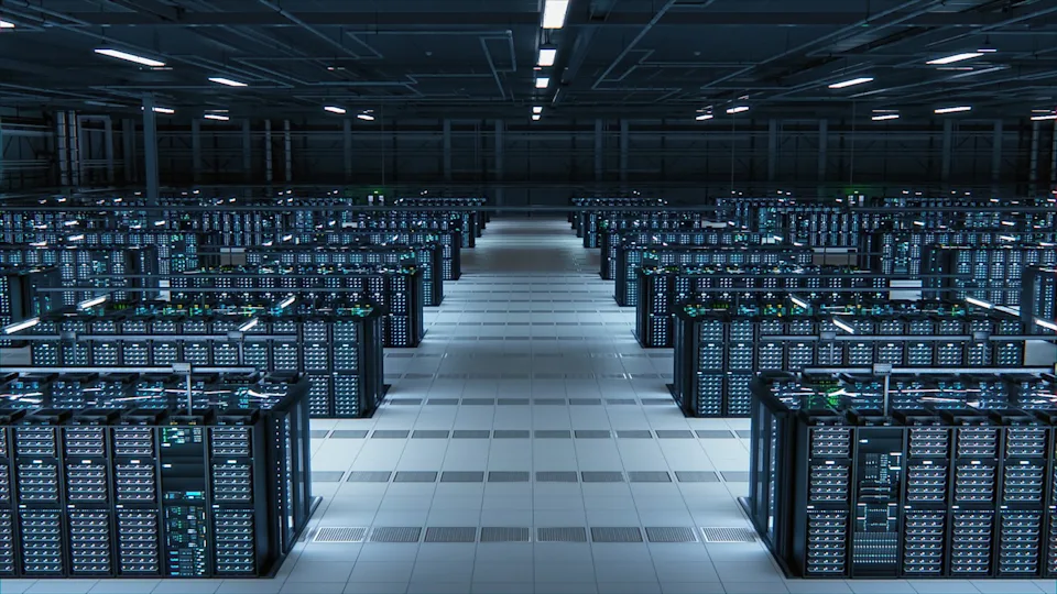 Server racks inside an AI data center.