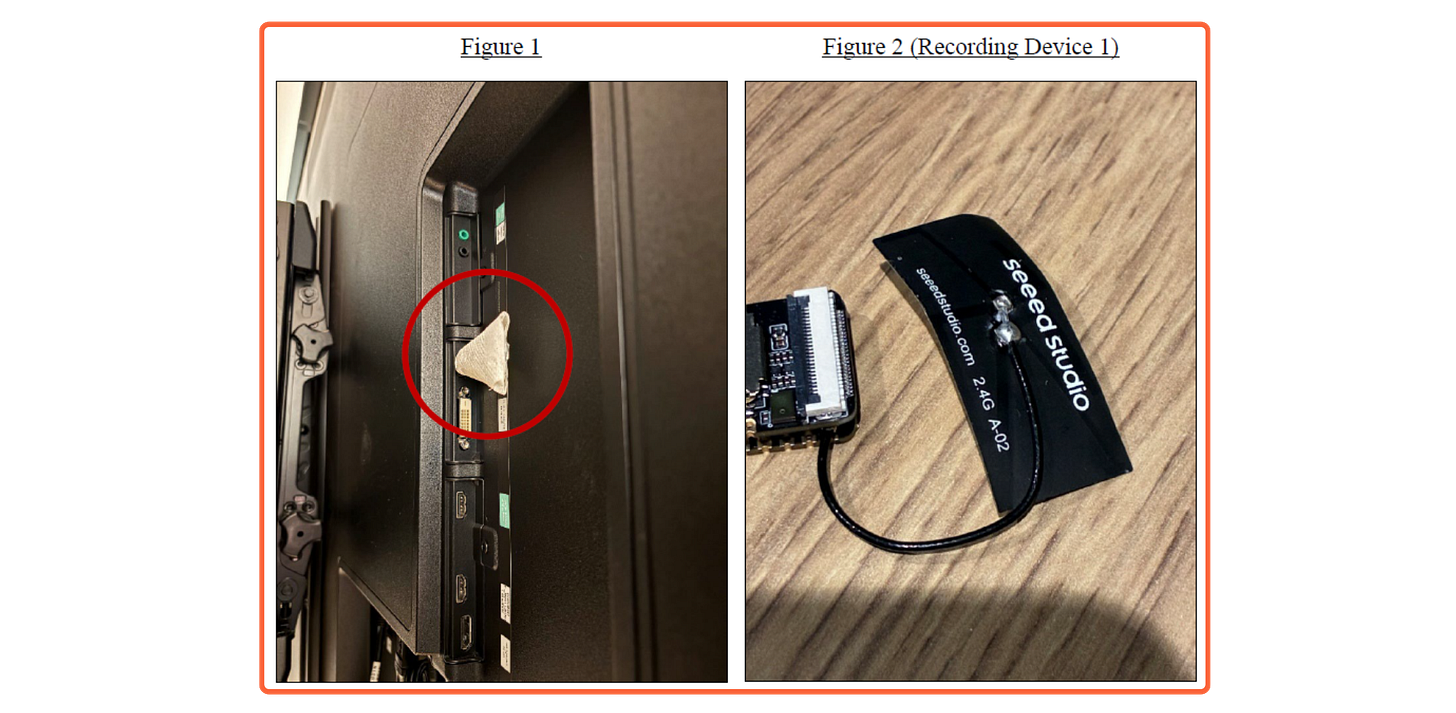 Photographs of the alleged recording device found in the OpenAI offices