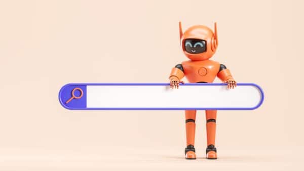 Robot-AI-holding-big-empty-search-bar