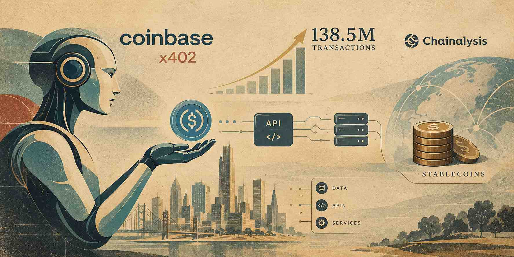 Coinbase’s x402 Records 138.5M crypto payments by AI agents