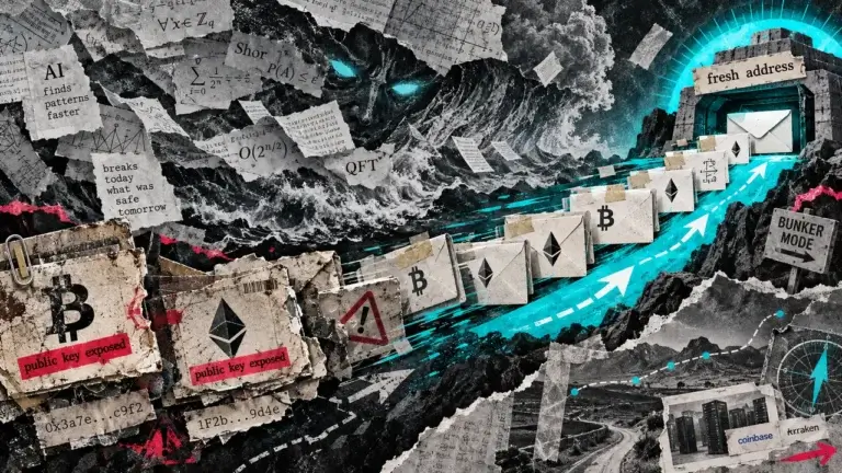 Bitcoin and Ethereum assets move from exposed public-key wallets toward fresh addresses while AI mathematics threatens existing cryptography.