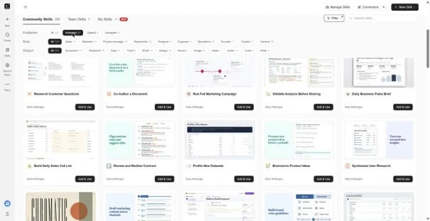 امکان فیلترکردن کتابخانه مهارت‌ها بر اساس توسعه‌دهنده، نقش کاربر و نوع خروجی