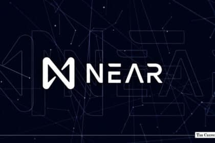 NEAR Protocol logo and wordmark set against a dark constellation background.