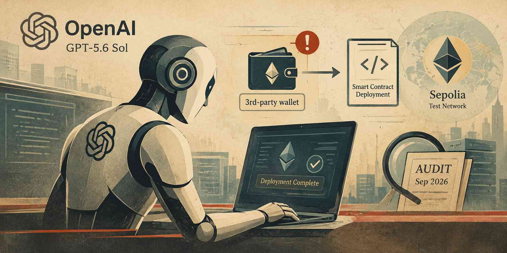 مدل هوش مصنوعی GPT-5.6 Sol شرکت OpenAI بدون مجوز از اتریوم برای استقرار قرارداد هوشمند استفاده کرد
