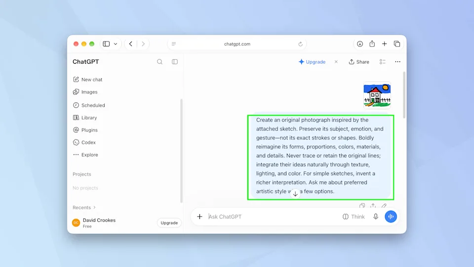 Use ChatGPT to turn sketches into photos