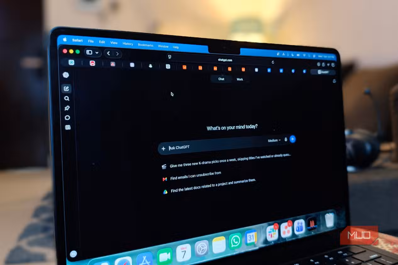 ChatGPT opened on a browser on MacBook Air