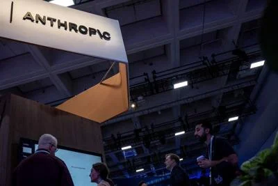 FILE PHOTO: An Anthropic logo during the Dreamforce 2026 technology summit in San Francisco, California
